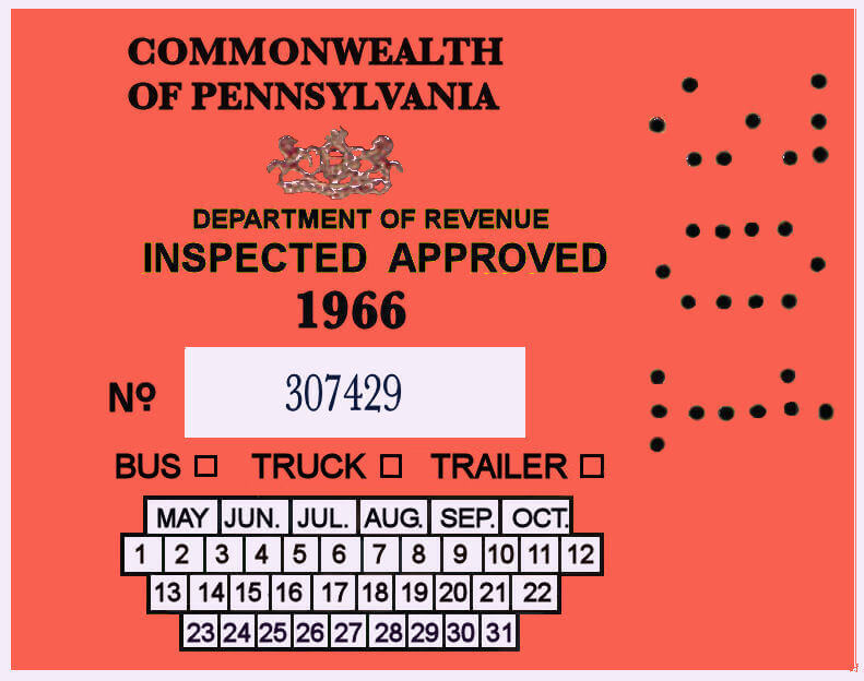 1966 Pennsylvania Inspection Sticker